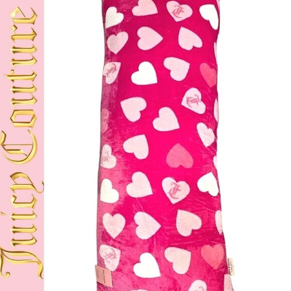 Juicy Couture Home JC Heart Logo Patterned Body Pillow- Pink - Picture 1 of 5